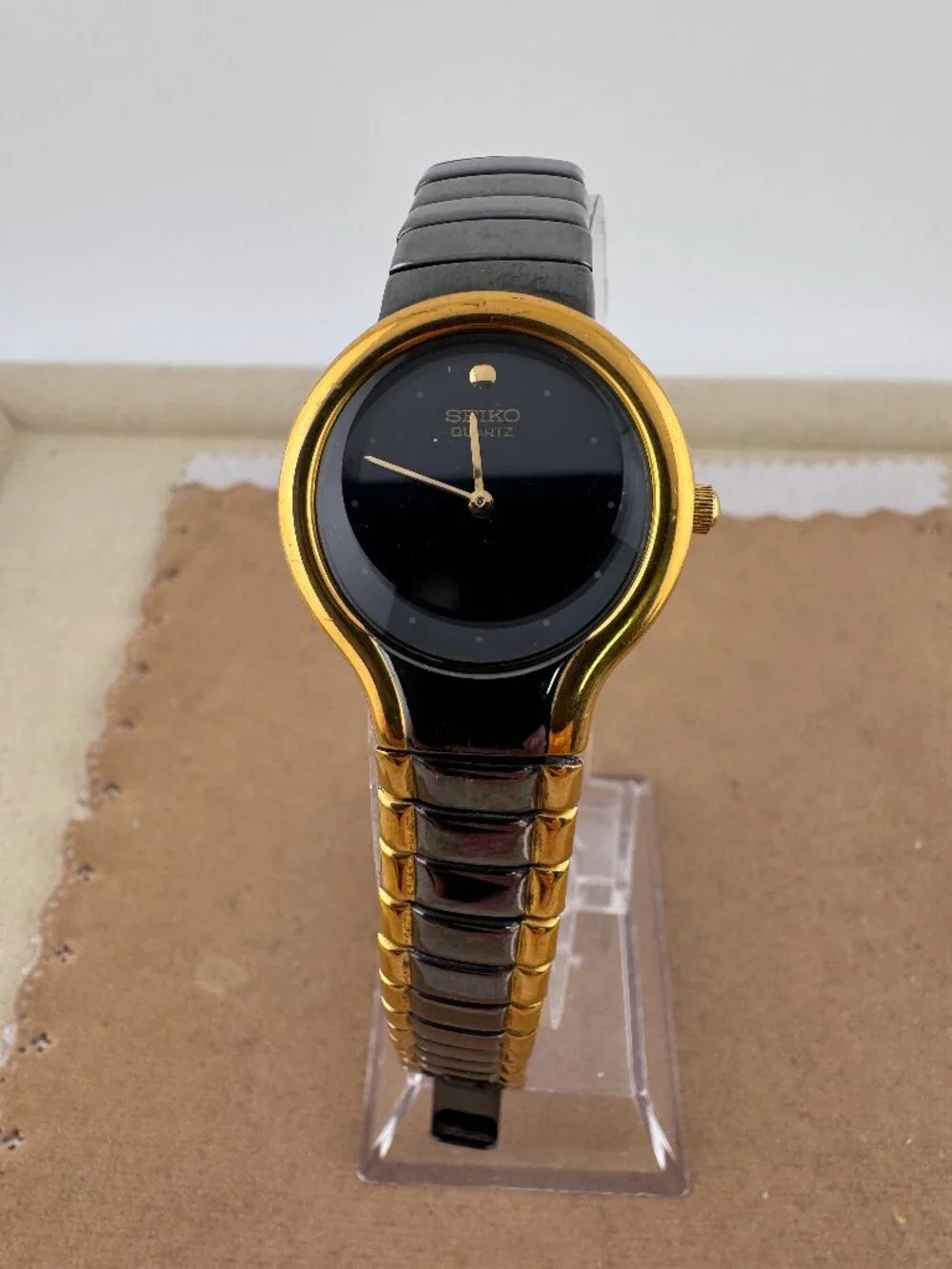 Seiko Asymmetrical Black and Gold Watch